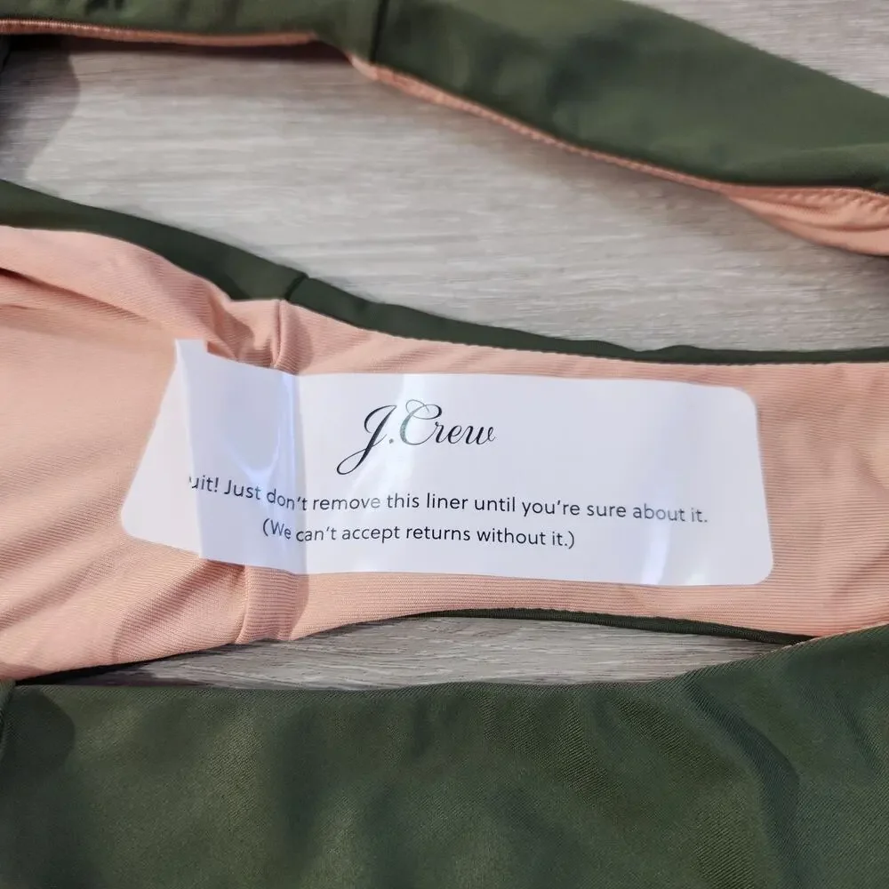 J. Crew Dark Green Curved Waist Cheeky Bikini Bottom New With Tags Womens Size M